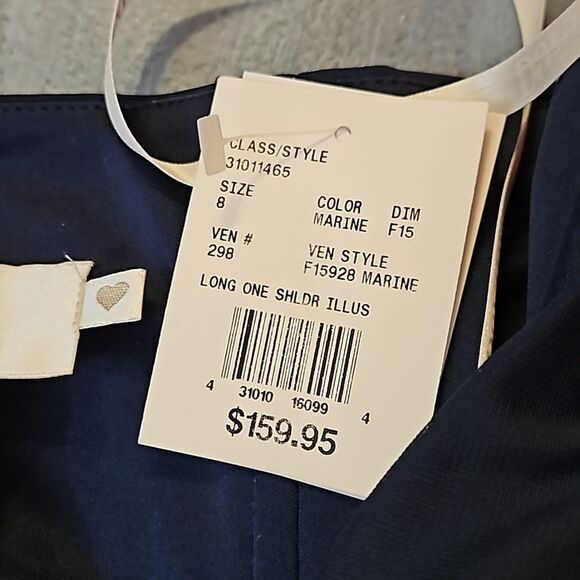 NWT David's Bridal Marine One Shoulder Illusion Maxi Gown size 8 - Picture 13 of 16